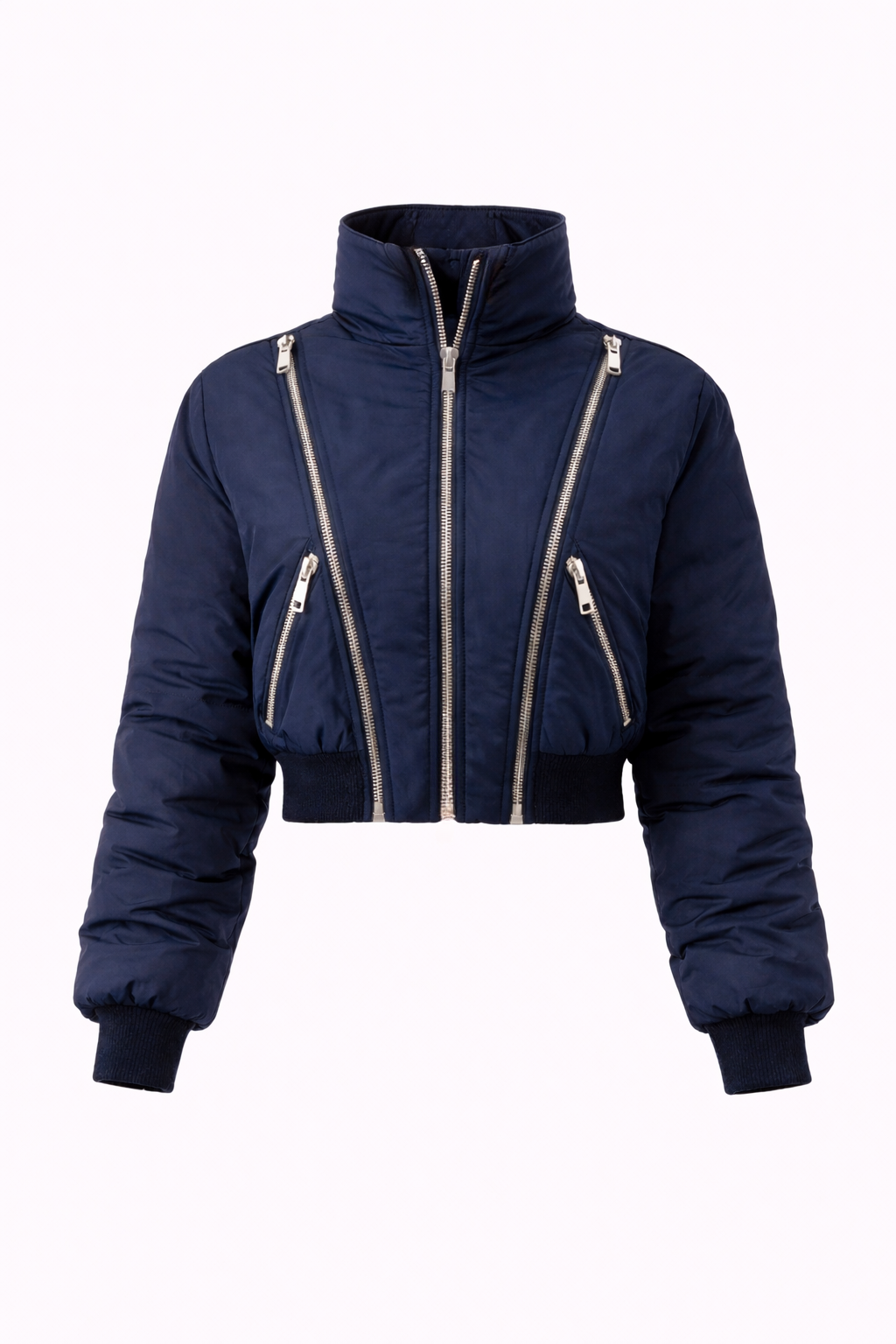 Veste Courte Matelassée à Zips Métalliques