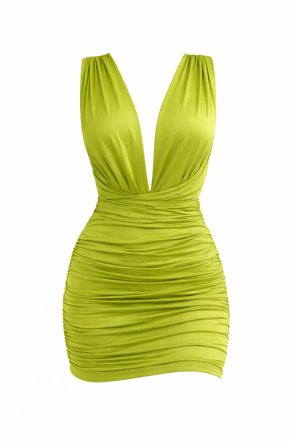 Robe Courte Drapée Décolleté Plongeant