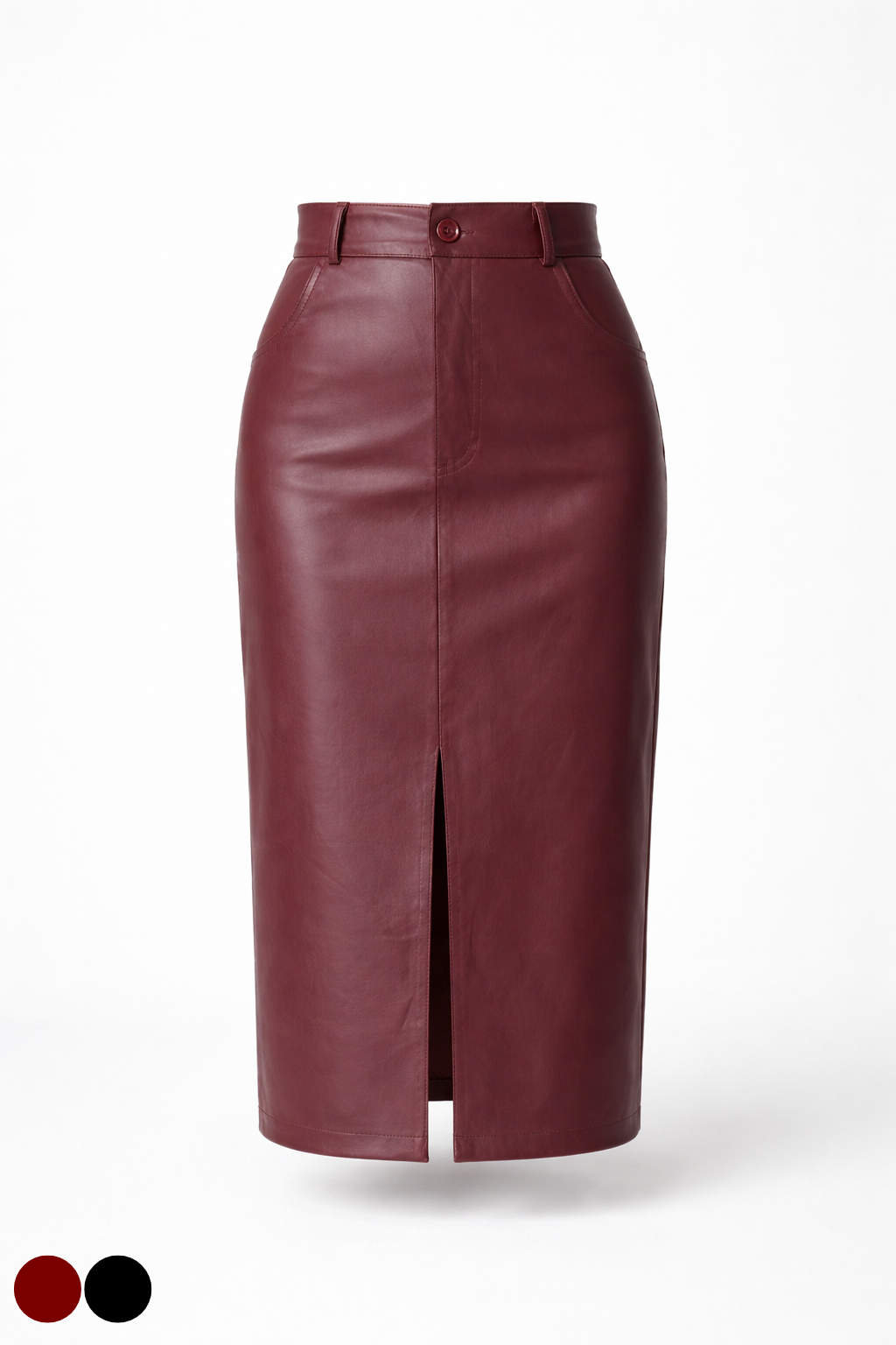 Jupe Mi-Longue  Cuir – Fente Avant