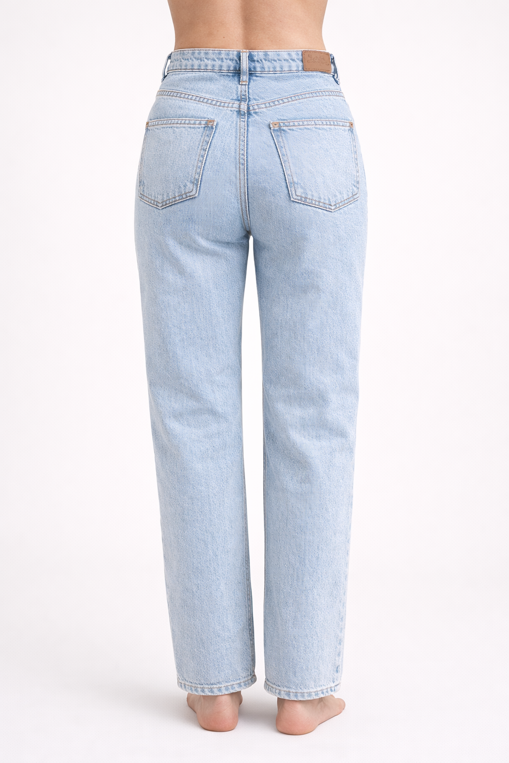 Jean Taille Haute – Coupe Droite Bleu Clair