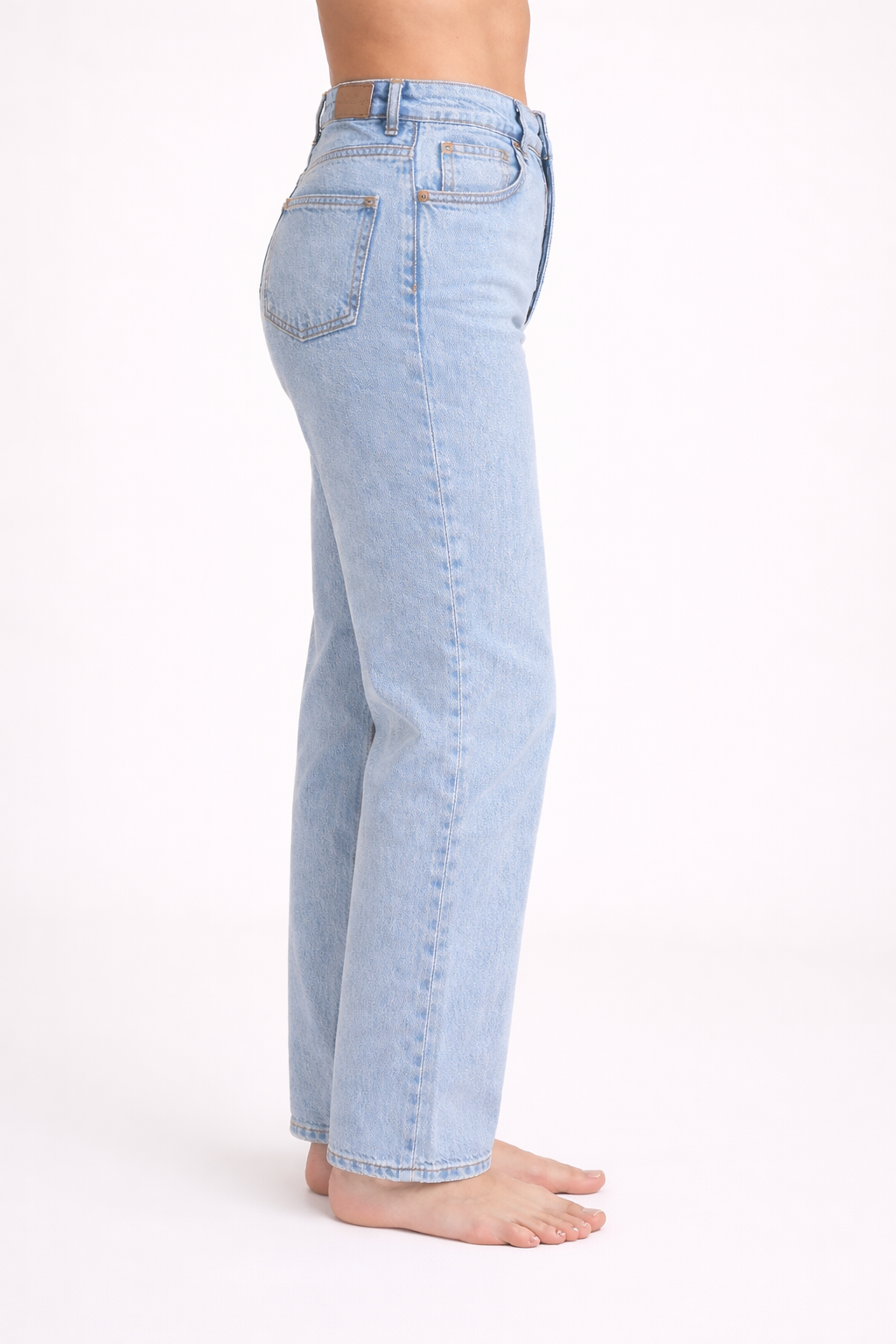 Jean Taille Haute – Coupe Droite Bleu Clair