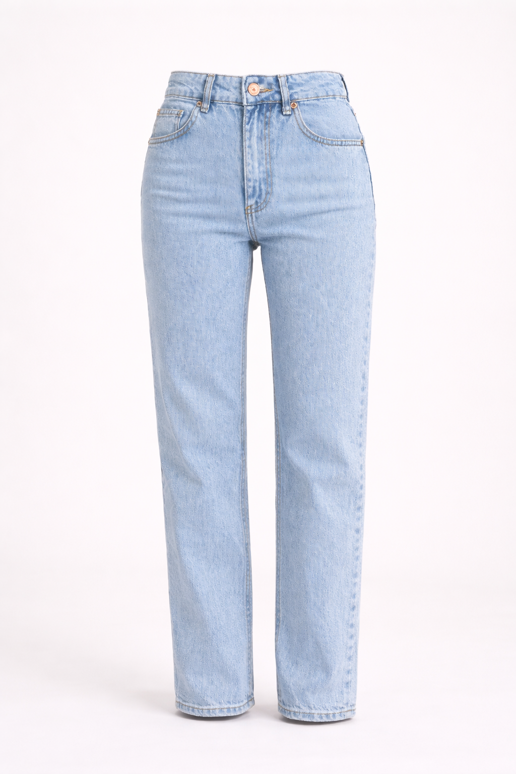 Jean Taille Haute – Coupe Droite Bleu Clair