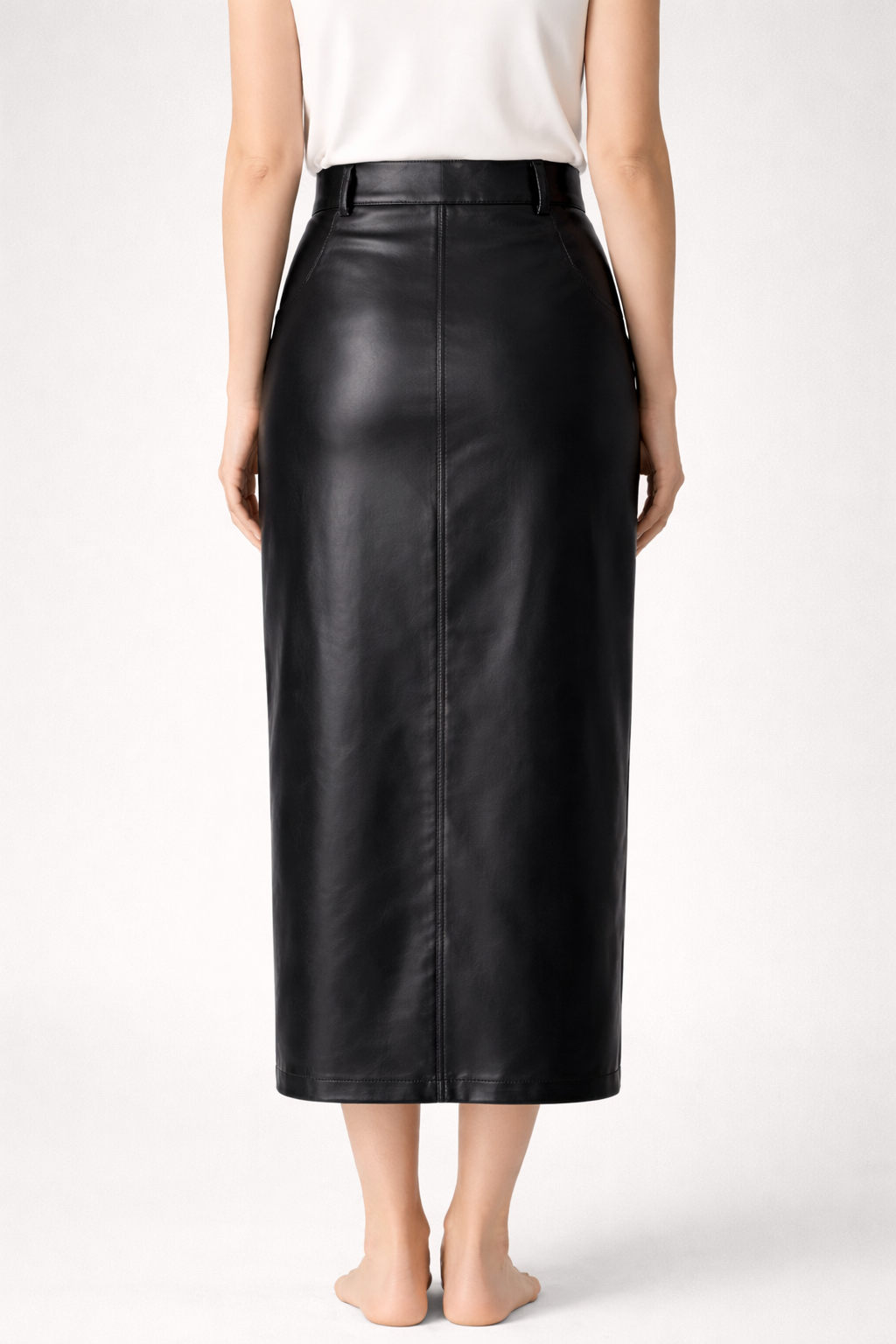 Jupe Mi-Longue  Cuir – Fente Avant