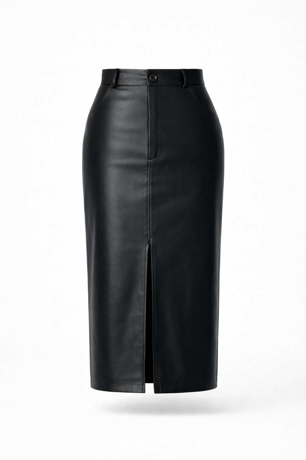 Jupe Mi-Longue  Cuir – Fente Avant