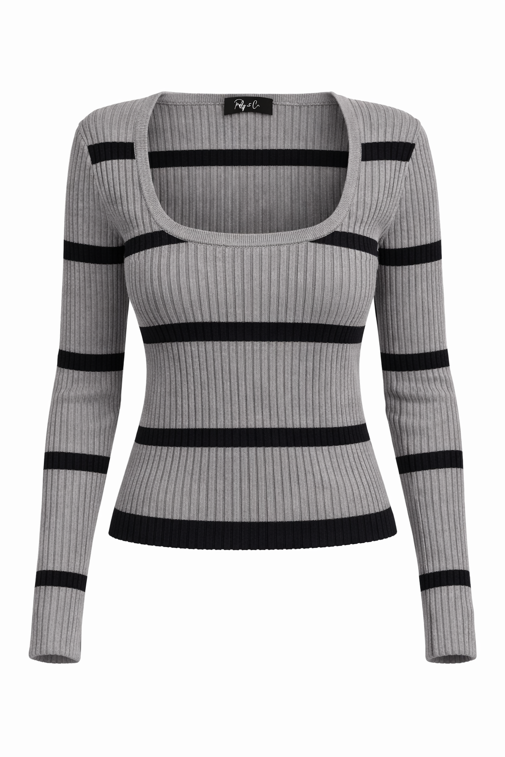 Haut Côtelé Rayé – Gris & Noir
