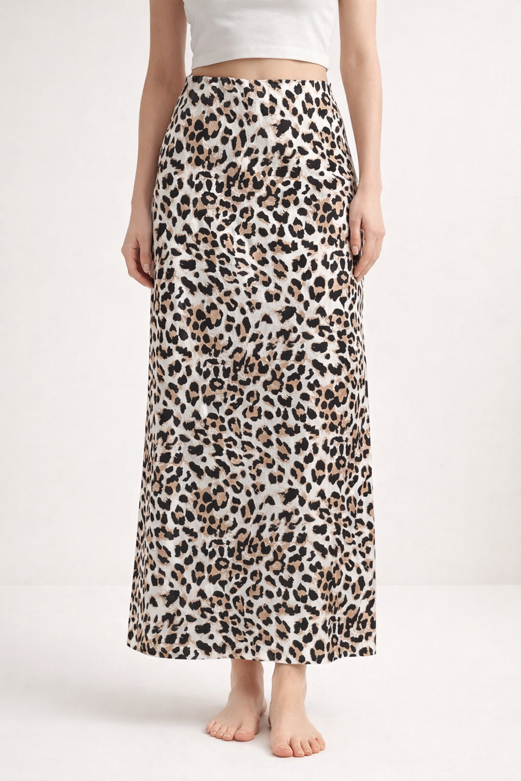 Jupe Longue Satinée – Imprimé Léopard