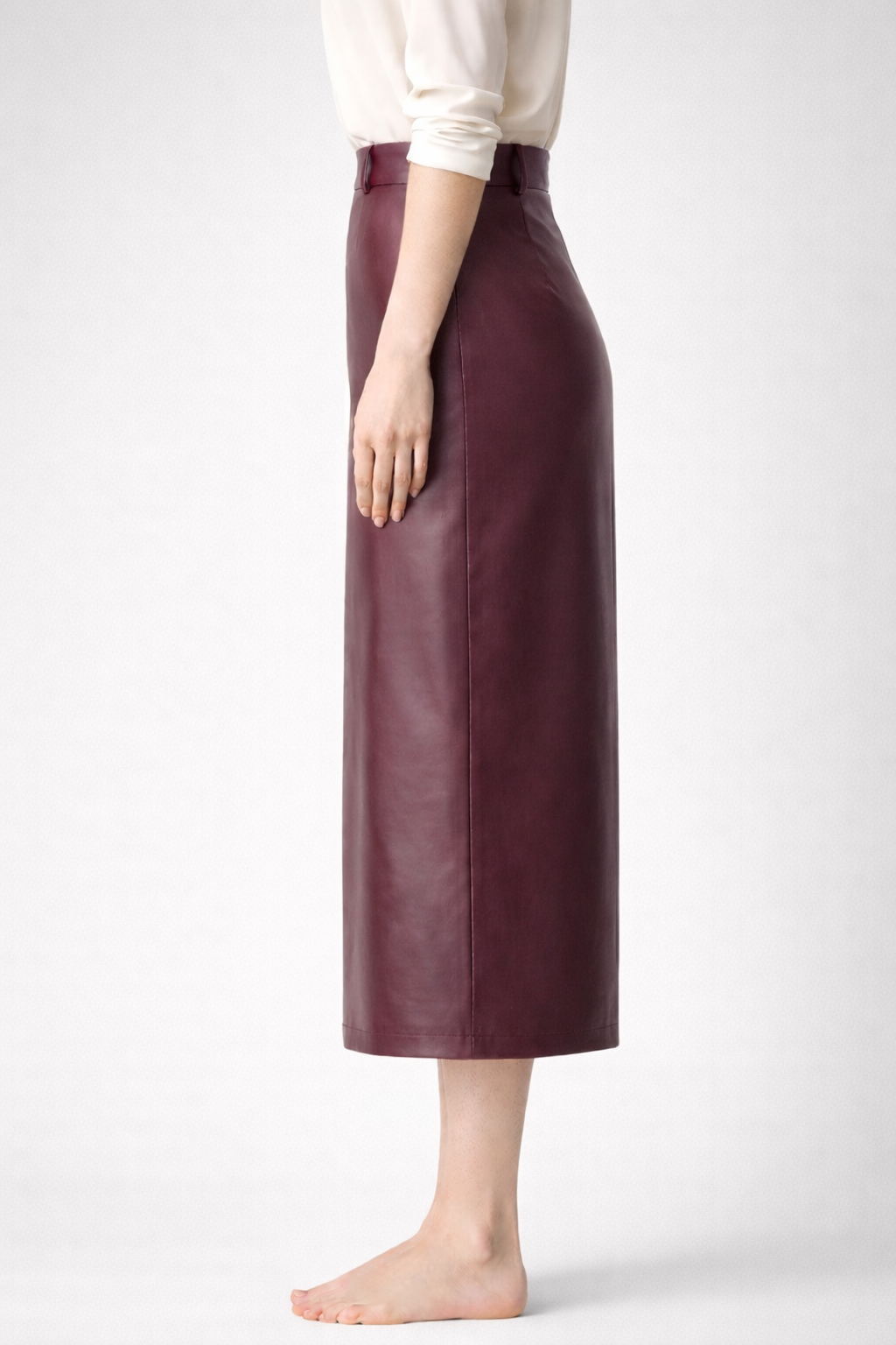 Jupe Mi-Longue  Cuir – Fente Avant