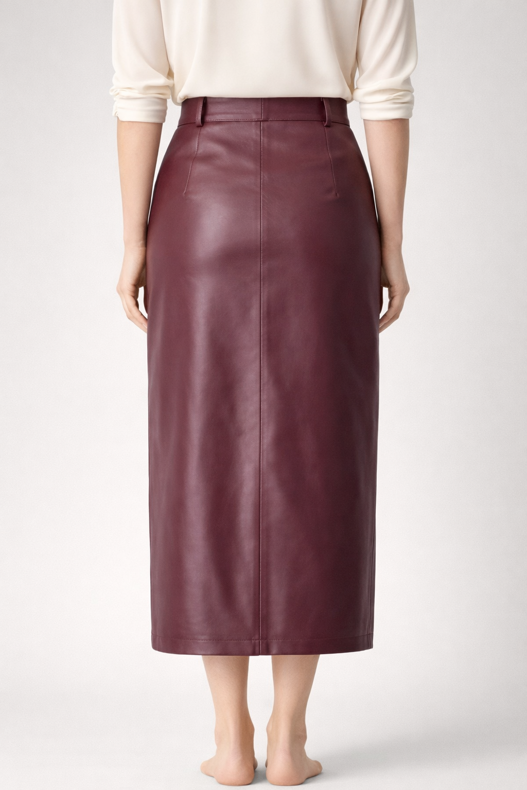 Jupe Mi-Longue  Cuir – Fente Avant