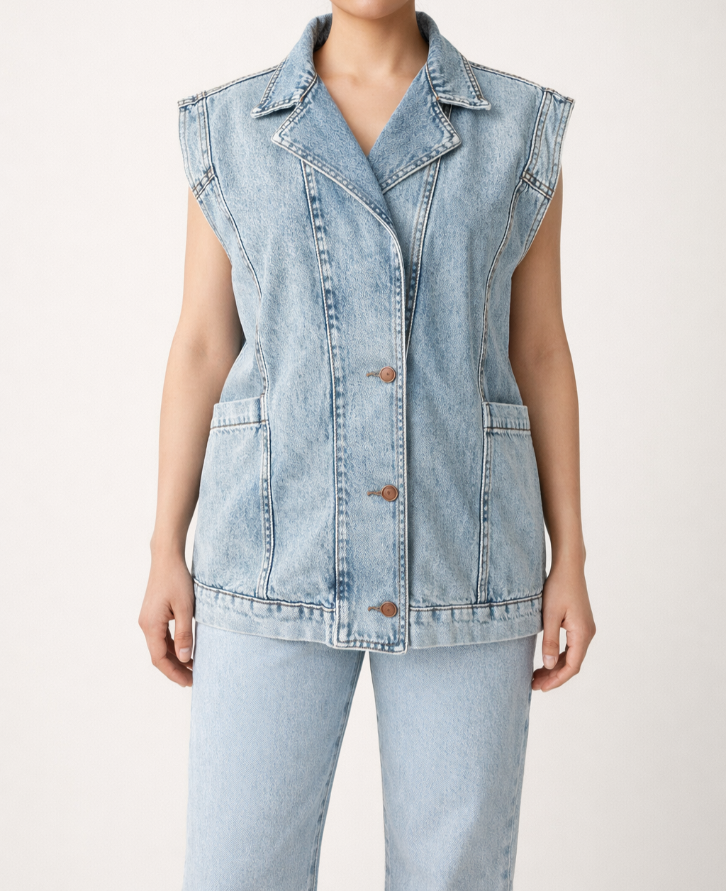 Gilet en Jean Sans Manches – Denim Bleu